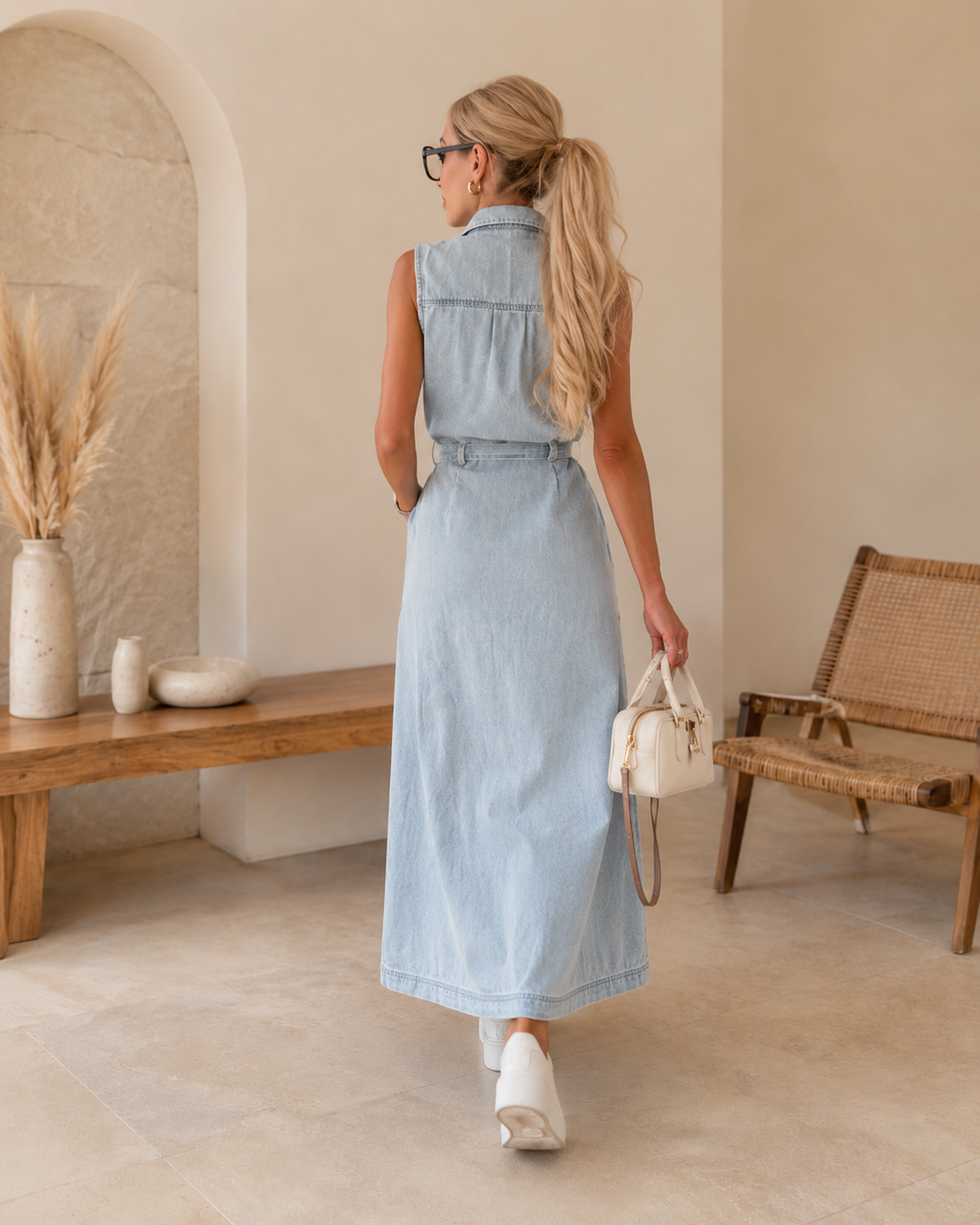 Noémie Mouwloze Denim Maxi-Jurk – Casual, Elegant & Zomers