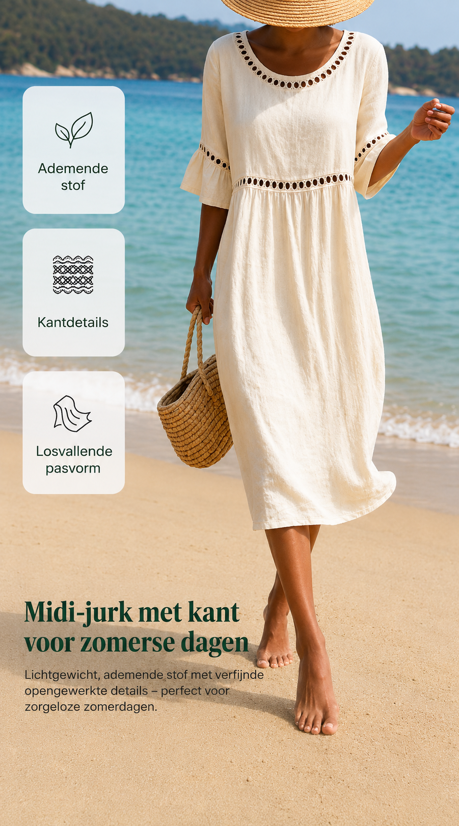 Liora Midi-Jurk – Elegant, Vrouwelijk & Flatterend