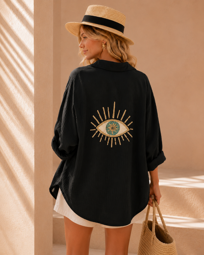 Soléa™ | Oversized Blouse met Opgewerkt Detail