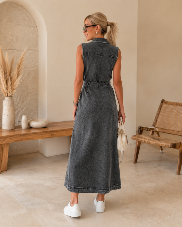 Noémie Mouwloze Denim Maxi-Jurk – Casual, Elegant & Zomers