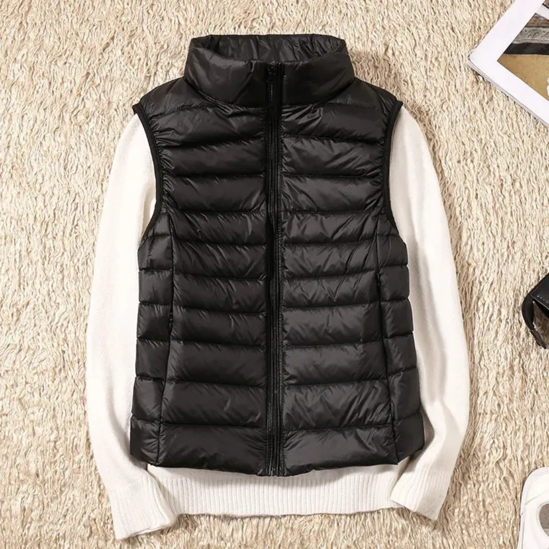 Fleur gewatteerde bodywarmer in zwart