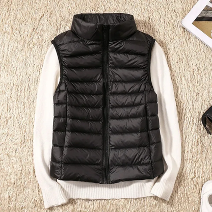 Fleur gewatteerde bodywarmer in zwart