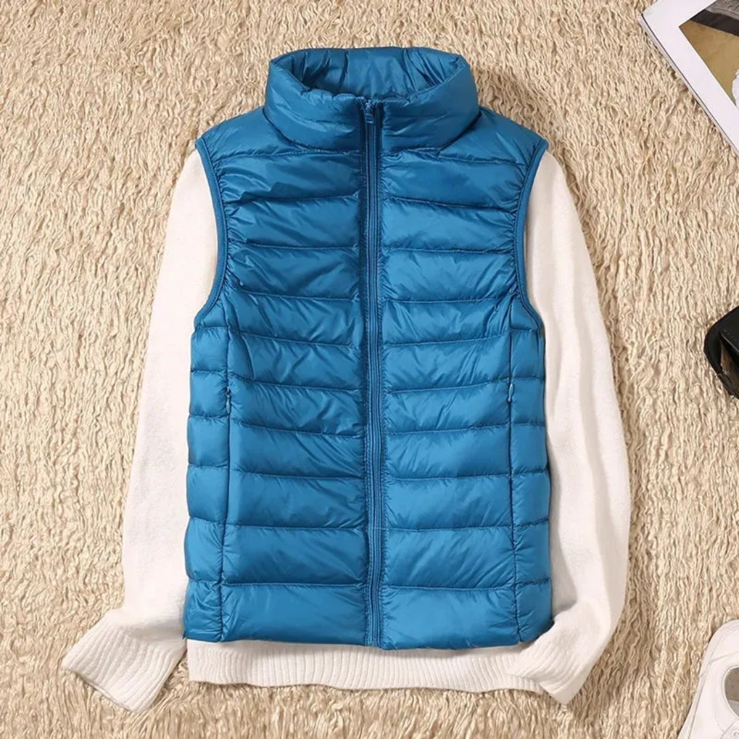 Fleur gewatteerde bodywarmer in blauw