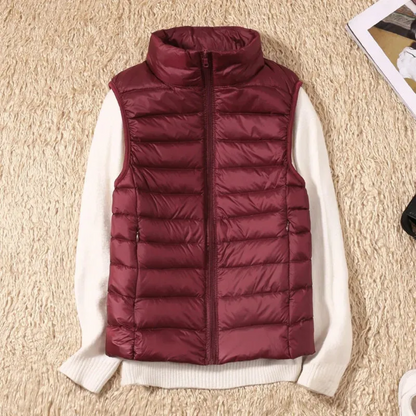Fleur gewatteerde bodywarmer in bordeaux