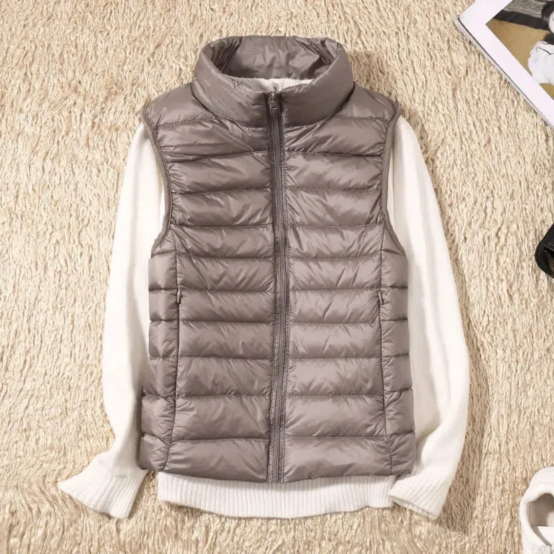 Fleur gewatteerde bodywarmer in kaki