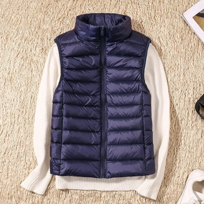 Fleur gewatteerde bodywarmer in marineblauw